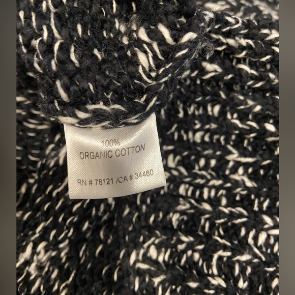 Eileen Fisher organic cotton knit sweater in black with white weave in size XS - Picture 6 of 6
